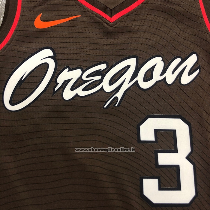 Maglia Portland Trail Blazers CJ McCollum #3 Citta 2020-21 Marrone